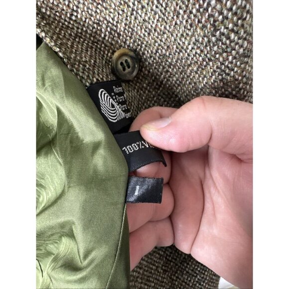 Vintage Lindner Women M Tweed Wool Jacket Green Suede Trim Equestrian 70s German - Picture 10 of 11